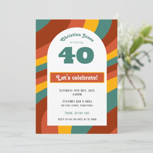 Retro 40e invitation anniversaire (Debout devant)