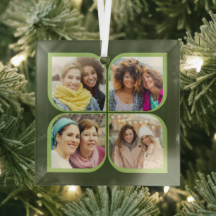 Retro 4 Foto Pinrad Flower Petal Black Green Glas Ornament