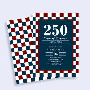 Retro 4 juli 250 jaar feest geruit kaart