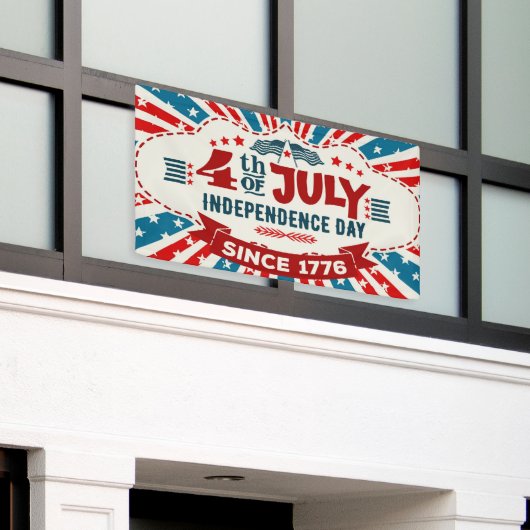 Retro 4 juli Banner (Buitenkant Gebouw)