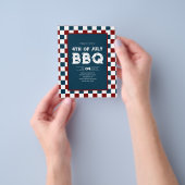 Retro 4 juli BBQ-feest Geruit Flyer (Hand)
