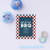 Retro 4 juli BBQ-feest Geruit Flyer (Enkel)