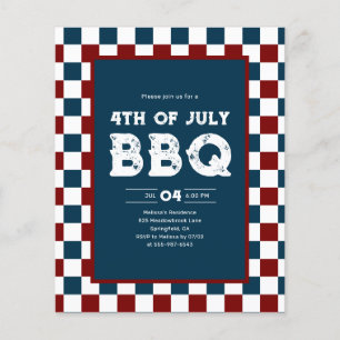 Retro 4 juli BBQ-feest Geruit Flyer