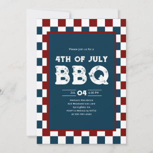 Retro 4 juli BBQ-feest geruit Kaart