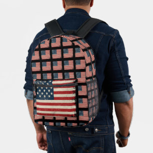 Retro 4 juli geruite patriottische sterren en stre bedrukte rugzak