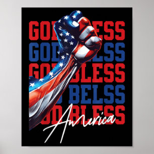 Retro 4 juli God zij Amerika Patriottisch Christel Poster