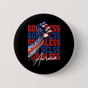 Retro 4 juli God zij Amerika Patriottisch Christel Ronde Button 5,7 Cm