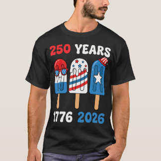 Retro 4 juli ijslolly 1776 2026 Patriottisch T-shirt