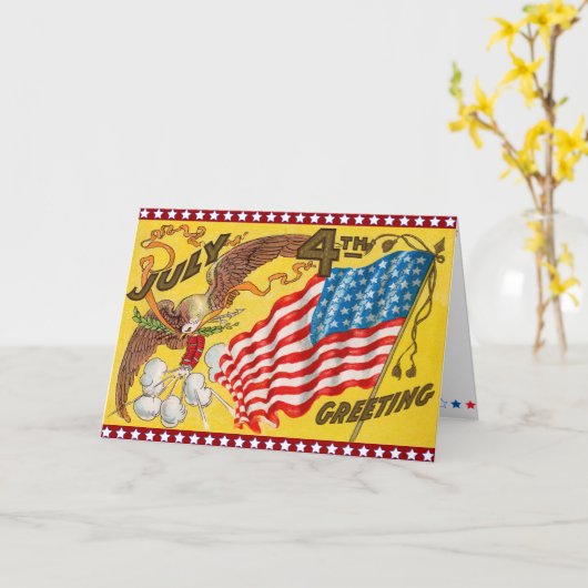 Retro 4 juli Kaart (Gele Bloem)