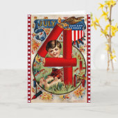 Retro 4 juli Kaart (Gele Bloem)