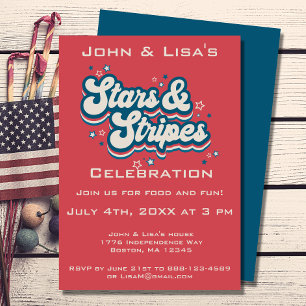 Retro 4 juli partijuitnodiging kaart