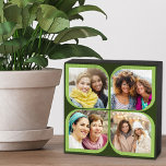 Retro 4 Photo Collage Pinwheel Fleur Pétale Vert<br><div class="desc">Blocage photo élégant en vert deux tons avec collage photo style rotonet rétro. Le modèle photo est configuré pour ajouter 4 de vos photos préférées, qui sont automatiquement affichées dans les formes pétales de fleurs. Si vous avez un problème avec le placement d'image, essayez de recadrer votre photo à un...</div>