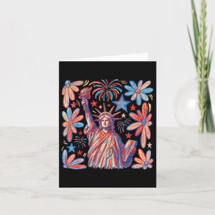 Retro 4th July Standbeeld van Liberty America Meis Kaart