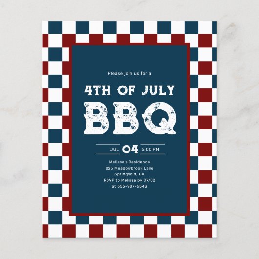 Retro 4th of July BBQ Party Checkered  Flyer (Voorkant)