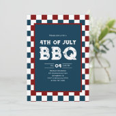 Retro 4th of July BBQ Party Checkered  Kaart (Staand voorkant)