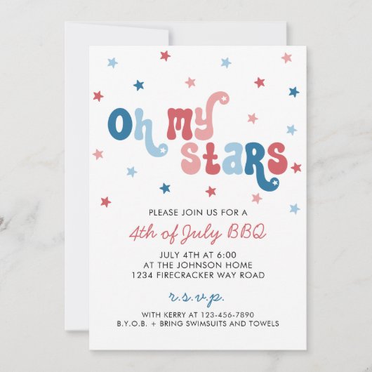 Retro 4th of July BBQ Party Uitnodiging (Voorkant)