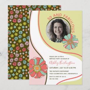 Retro 50 & Fabuleux Super Floral Photo Invitation