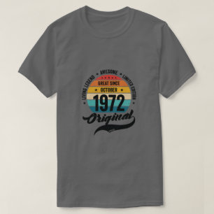 Retro 50 jaar oktober 1972 feestdag t-shirt