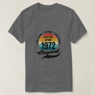 Retro 50 jaar oktober 1972  feestdag t-shirt