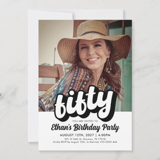 Retro 50e verjaardag uitnodiging | 50-jarig bestaa (Voorkant)