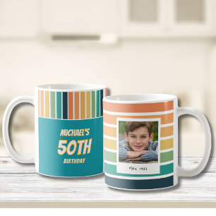 Retro 50e verjaardag voor hem foto koffiemok