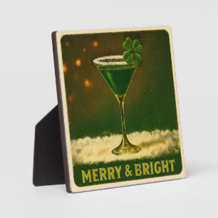 Retro 50s 4 Leaf Clover Ierse Kerst Martini Fotoplaat