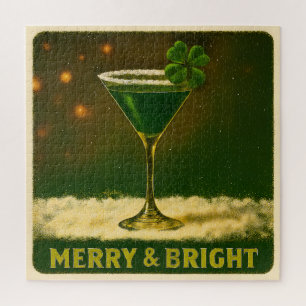 Retro 50s 4 Leaf Clover Ierse Kerst Martini Legpuzzel