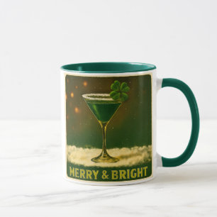 Retro 50s 4 Leaf Clover Ierse Kerst Martini Mok