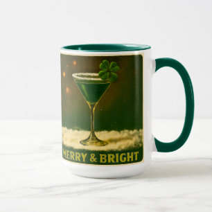 Retro 50s 4 Leaf Clover Ierse Kerst Martini Mok