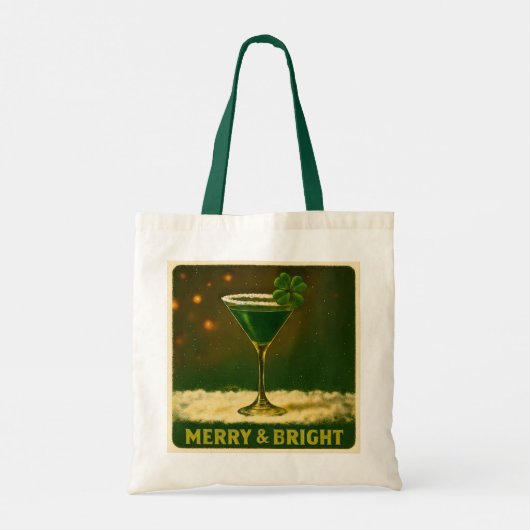 Retro 50s 4 Leaf Clover Irish Christmas Martini Tote Bag (Achterkant)