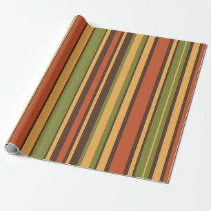 Retro 50s 60s 70s Stripes Oranje Avocado Brown Cadeaupapier