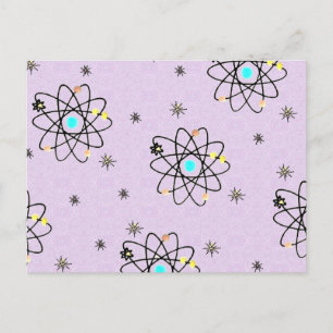 Retro 50s Atomic Print Lavender Apparel & Gifts Briefkaart