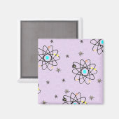 Retro 50s Atomic Print Lavender Apparel & Gifts Magneet (Voorkant / Achterkant)