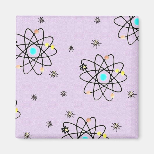 Retro 50s Atomic Print Lavender Apparel & Gifts Magneet (Voorkant)