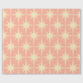 Retro  50s Atomic Star Pattern roze Cadeaupapier (Vlak)