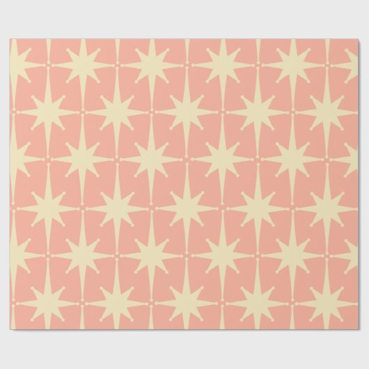 Retro  50s Atomic Star Pattern roze Cadeaupapier (Vlak)