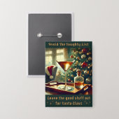 Retro 50s Avoid The Naughty List Christmas Martini Button (Voorkant / Achterkant)