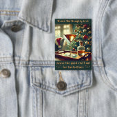 Retro 50s Avoid The Naughty List Christmas Martini Button (Insitu)