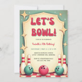Retro 50s Bowling verjaardagsfeestje Kaart (Voorkant)