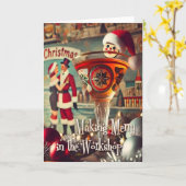 Retro 50s Cocktail Making Merry Christmas Workshop Kaart (Gele Bloem)