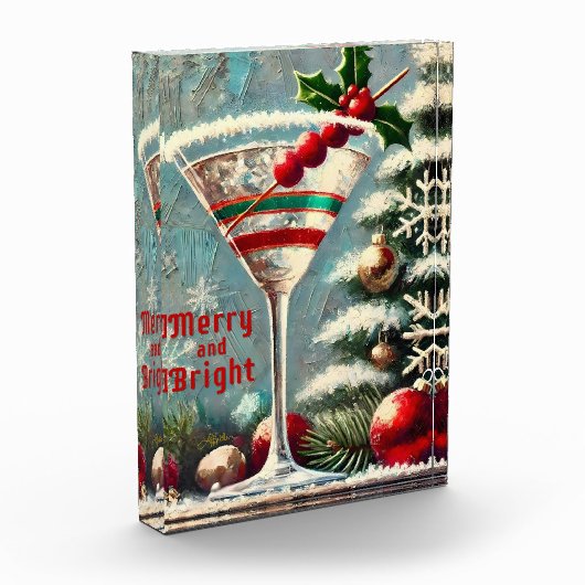 Retro 50s Cranberry Snowflake Christmas Martini Fotoblokken (Links)
