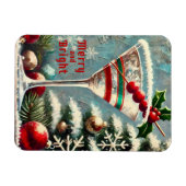 Retro 50s Cranberry Snowflake Christmas Martini Magneet (Horizontaal)