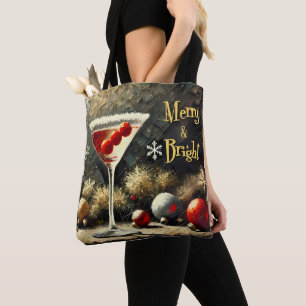 Retro 50s Drievoudige Cranberry Kerst Martini Draagtas