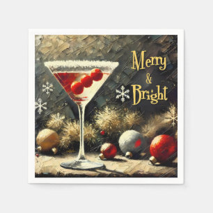 Retro 50s Drievoudige Cranberry Kerst Martini Servet