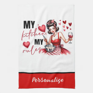 Retro 50s Glam Huisvrouw Funny Sarcastische Humor Theedoek