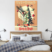 Retro 50s Jet Set Christmas Tree Martini Canvas Afdruk (Insitu (Slaapkamer))