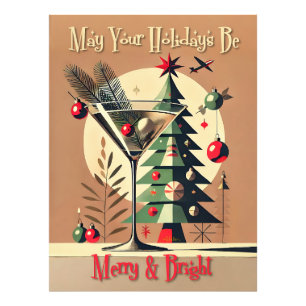 Retro 50s Jet Set Kerstboom Martini Foto Afdruk
