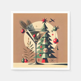 Retro 50s Jet Set Kerstboom Martini Servet