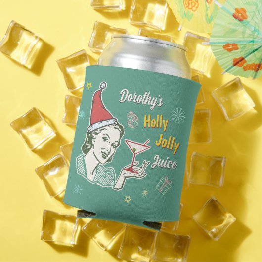 Retro 50s Kerst Holly Jolly Juice Grappig Custom Blikjeskoeler (Insitu Zomer)