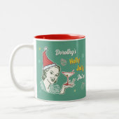 Retro 50s Kerst Holly Jolly Juice Grappig Custom Tweekleurige Koffiemok (Links)